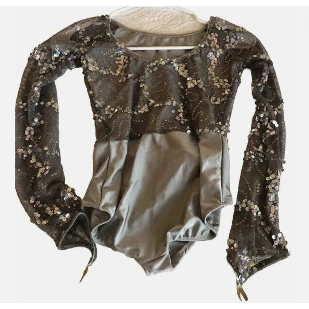 Pre-Owned Dance Costume Medium Child Gray Revolution RC18644 Jazz Lyrical Balle